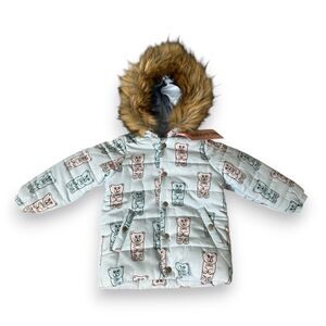 Hugo Loves Tiki Gummy Bear Puffer Jacket 2T Faux Lined Removable Hood NWT HTF